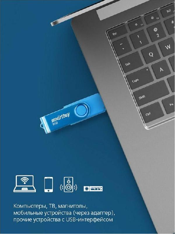 Флешка Smartbuy (SB 2TWB) UFD 2.0 Twist синий 008GB