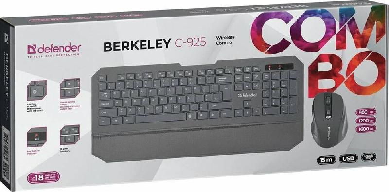 Набор мышь+клавиатура Defender Клавиатра+мышь BERKELEY C-925