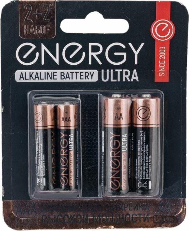 Батарейка Energy алкалиновая ENERGY Ultra LR6+LR03/4B (АА+ААА) 104981