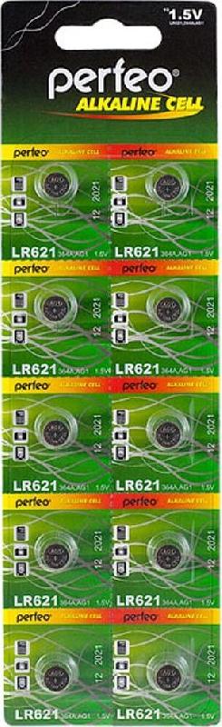 Батарейка Perfeo LR621-10BL ALKALINE CELL 364A AG1 (10)