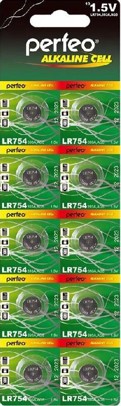 Батарейка Perfeo LR754-10BL ALKALINE CELL 393A AG5 (10)