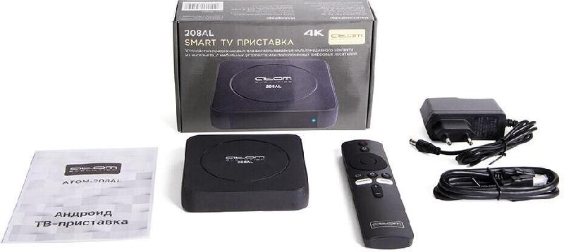 Кабель Аtomevolution Приставка Смарт ТВ ATOM-208AL (Android TV Box) Allwinner H313 2/8Gb BT-пульт с микроф. АTOM