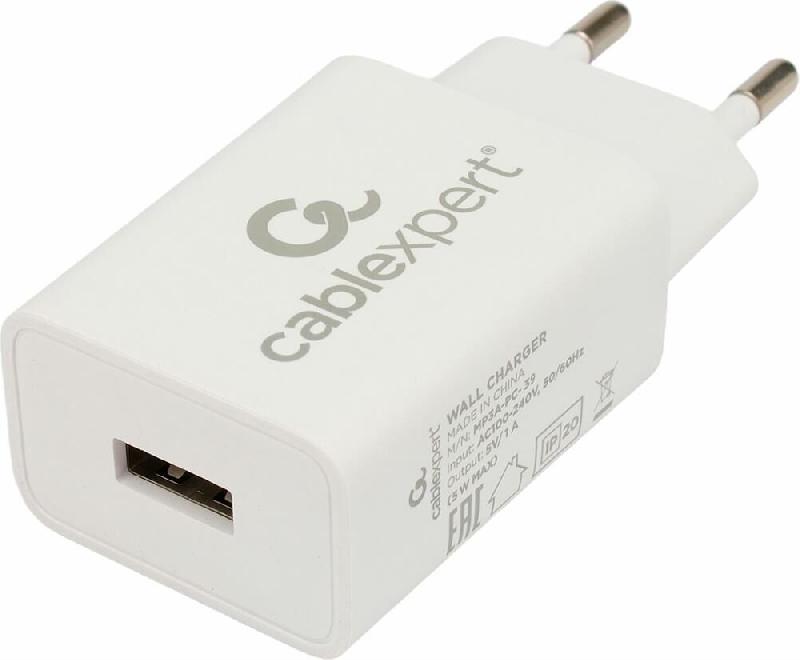 Зарядка Cablexpert Зарядка Cablexpert ЗУ5Вт, 1А, 1хUSB, белый, пакет
