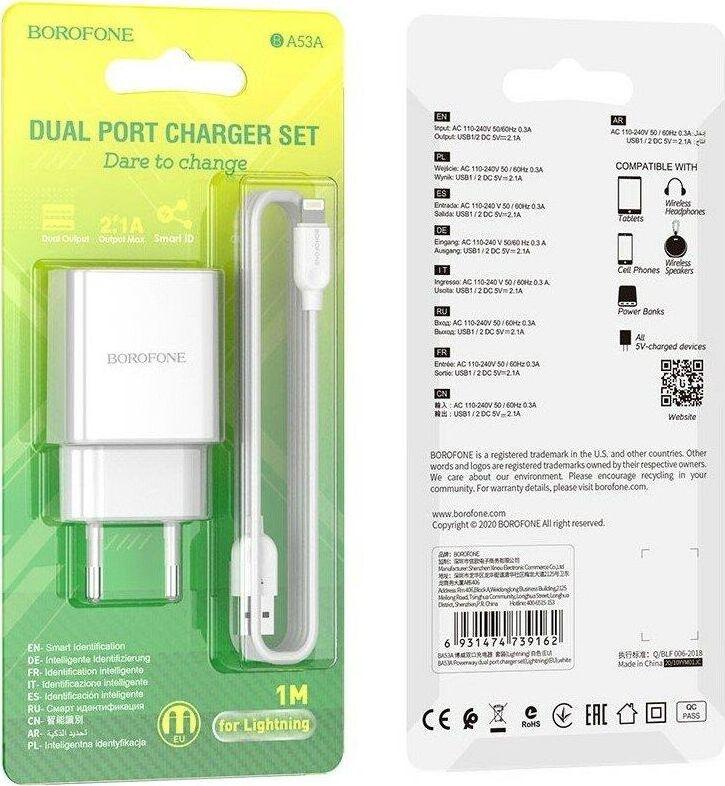 Зарядка Borofone Зарядка Borofone BA53A Powerway 2USB белый