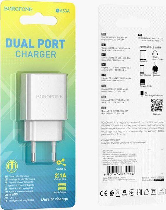 Зарядка Borofone Зарядка Borofone BA53A Powerway 2USB белый