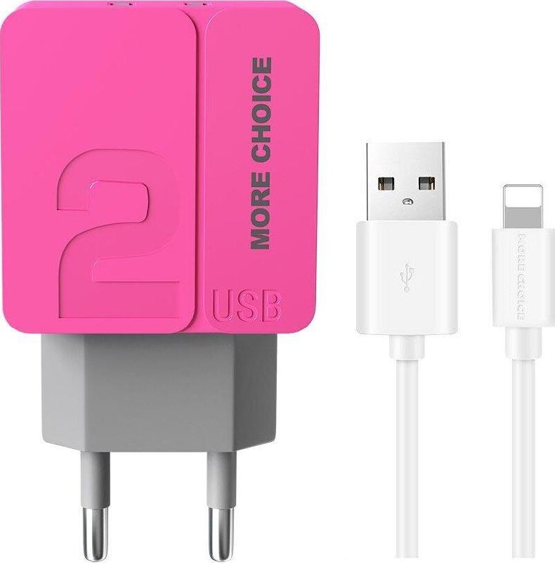 Зарядка More choice Зарядка More choice NC46i СЗУ 2USB 2.4A для 8-pin - 1м Pink