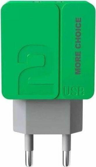 Зарядка More choice Зарядка More choice NC46i 2USB 2.4A для 8-pin - 1м Green