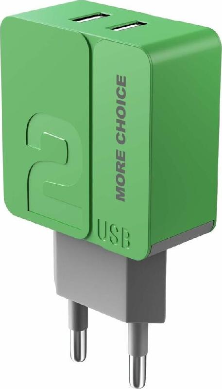 Зарядка More choice Зарядка More choice NC46i 2USB 2.4A для 8-pin - 1м Green