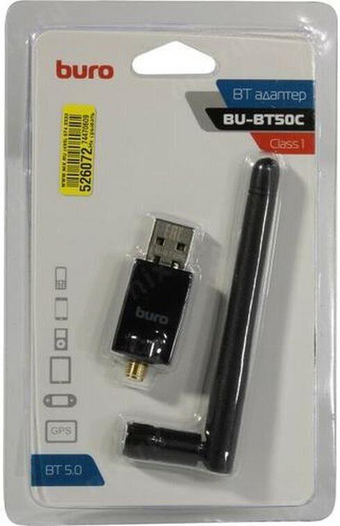 Bluetooth-адаптер Buro Bluetooth-адаптер Buro USB BU-BT50C BT5.0+EDR class 1 100м черный