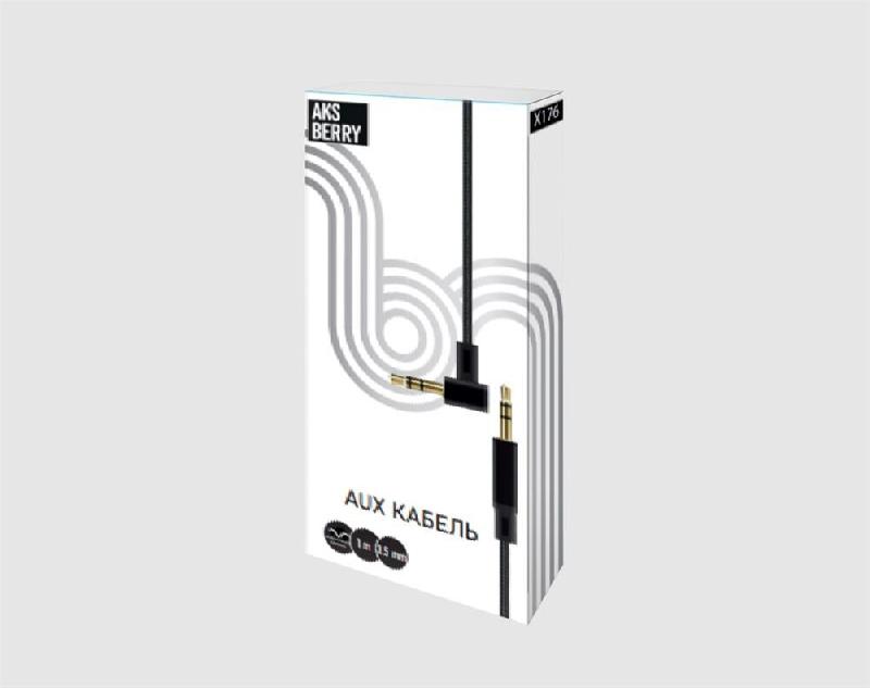 Кабель Aksberry аудио AUX x176 угловой jack круглый в тканевой оплетке