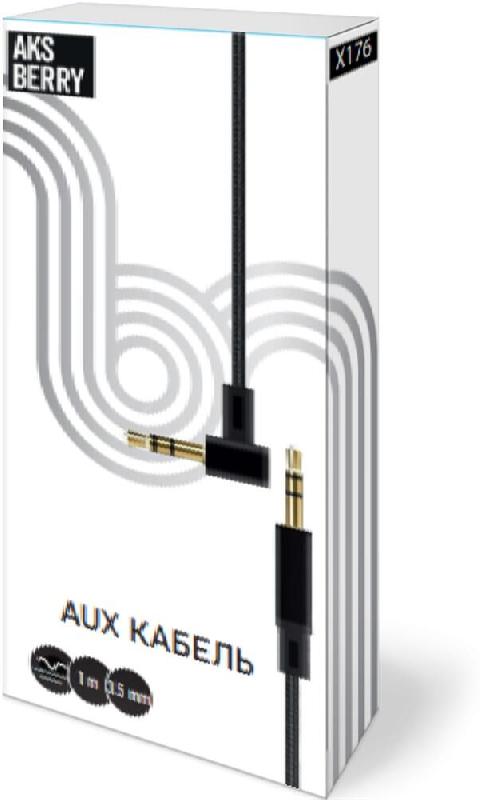 Кабель Aksberry аудио AUX x176 угловой jack круглый в тканевой оплетке