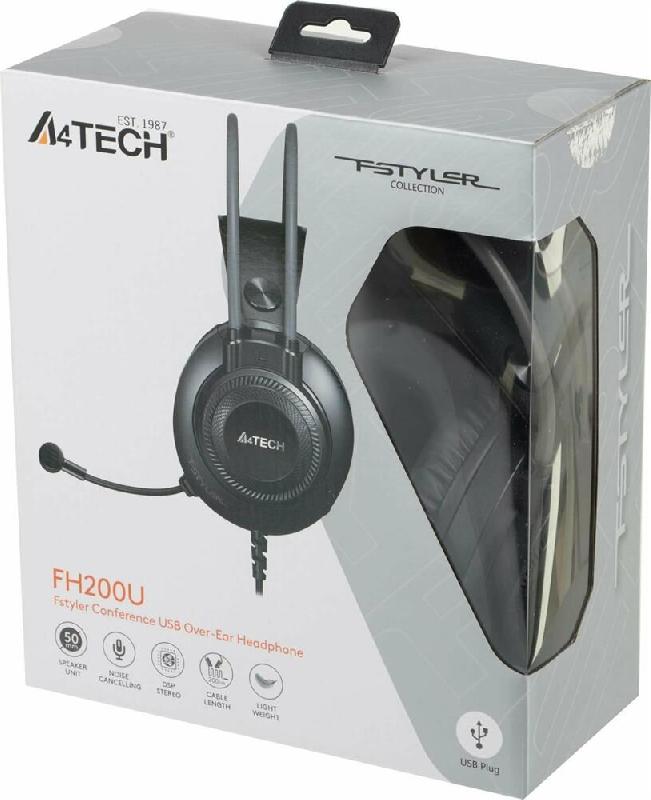 Наушники A4Tech Fstyler FH200U серый 2м накладные USB оголовье (FH200U GREY) серый