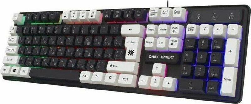 Клавиатура Defender игровая клавиатура Dark Knight GK-077 RU,черн-бел