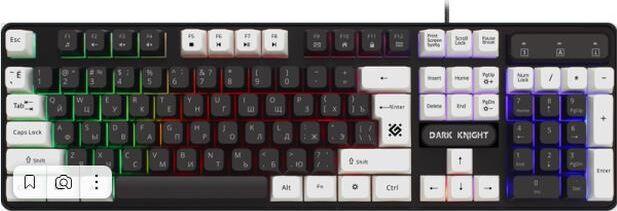 Клавиатура Defender игровая клавиатура Dark Knight GK-077 RU,черн-бел