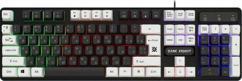 Клавиатура Defender игровая клавиатура Dark Knight GK-077 RU,черн-бел