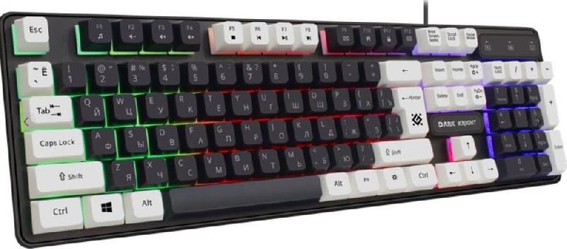 Клавиатура Defender игровая клавиатура Dark Knight GK-077 RU,черн-бел