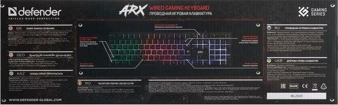 Клавиатура Defender Геймерская клавиатура Arx GK-196L RU