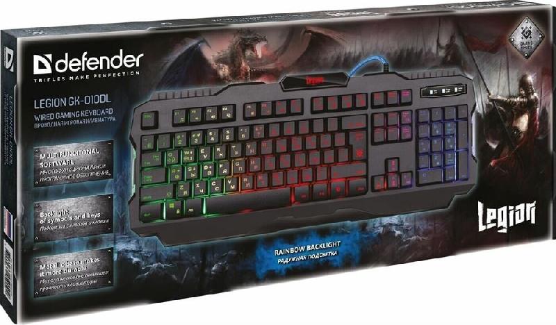 Клавиатура Defender Геймерская клавиатура Legion GK-010DL RU,RGB подсветка,19 Anti-Ghost
