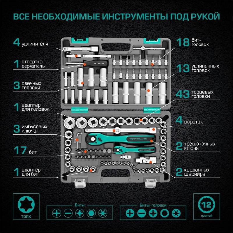 Набор инструментов STELS Набор инструментов 109 предметов 12 гранные головки