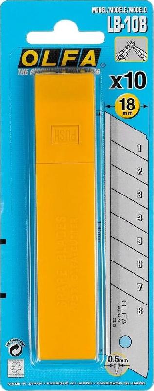 Нож OLFA 18 х 100х 0.5 мм, 10 шт, сегментированные лезвия (OL-LB-10B)