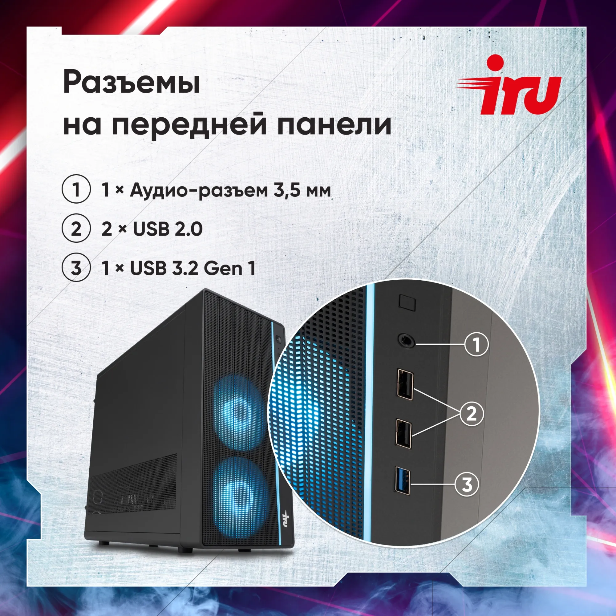 Роутер Iru ПК Tactio 310H6SEA MT i5 12400F (2.5) 32Gb SSD512Gb RTX3050 8Gb FreeDOS GbitEth 500W черный (RUS