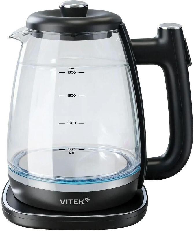 Чайник электрический VITEK VT-WK1074 1.7л. 1800Вт черный корпус: стекло