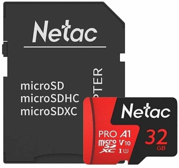 Карта памяти NETAC Карта памяти microSDHC UHS-I U1 P500 Eco 32 ГБ, 80 МБ/с, Class 10, NT02P500ECO-032G-S, 1 шт., без адаптера