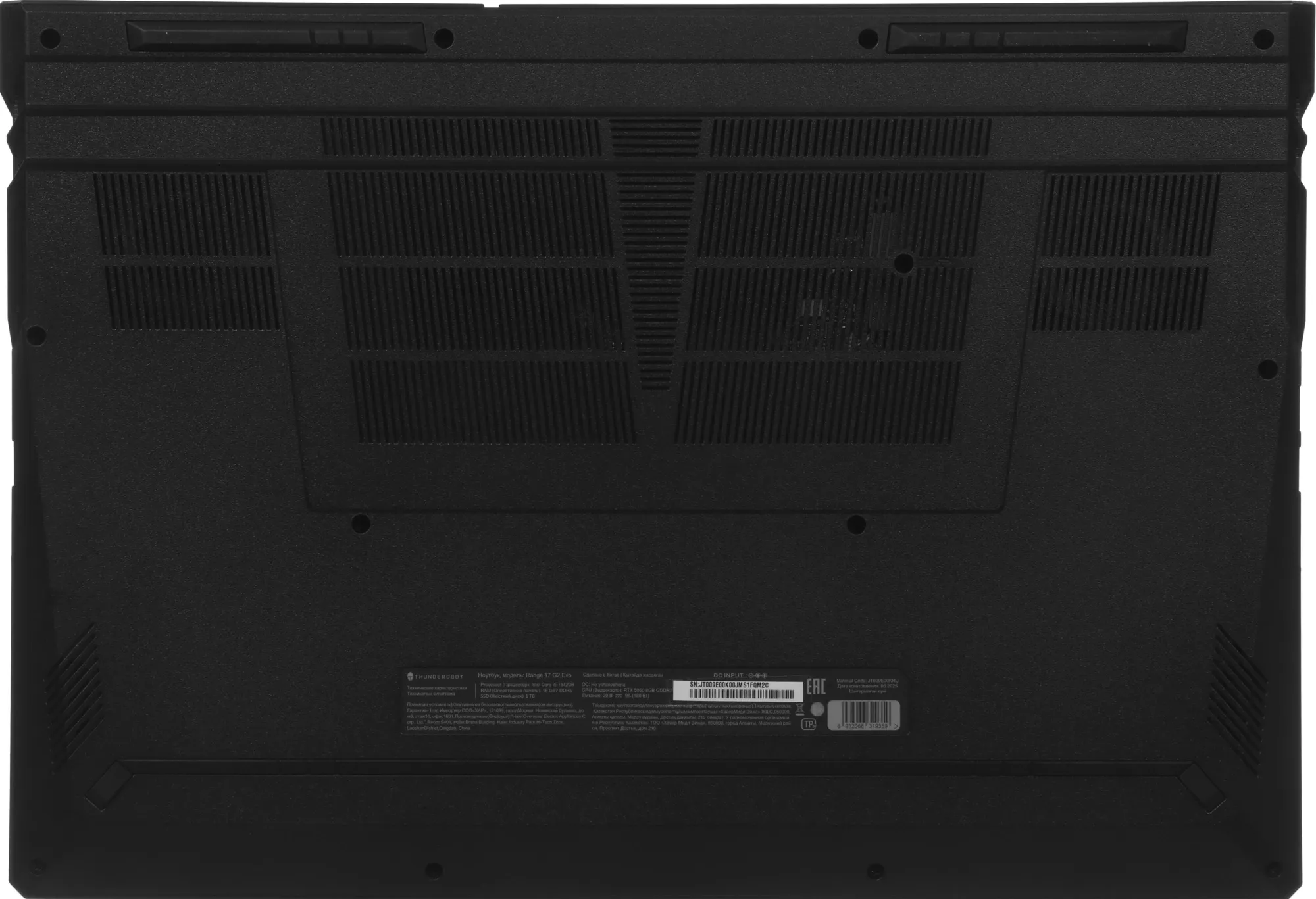 Ноутбук Thunderobot Range 17 G2 Evo Core i5 13420H 16Gb SSD1Tb NVIDIA GeForce RTX5050 8Gb 17.3" IPS FHD (1920x1200) FreeDOS black WiFi BT Cam (JT009E00KRU)