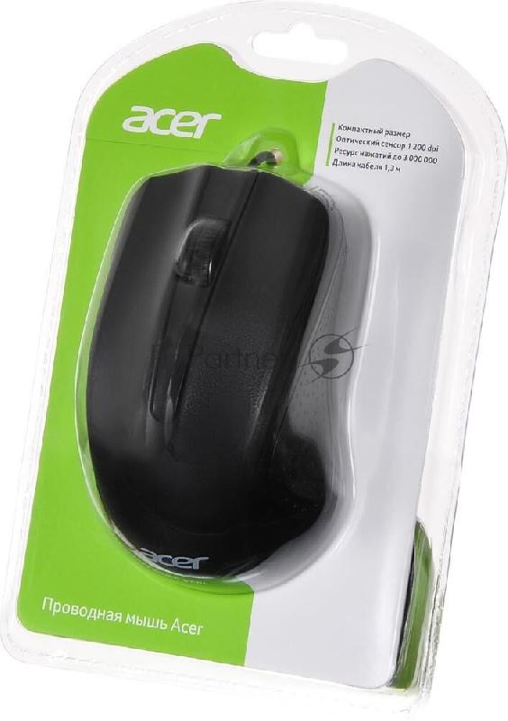 Мышь ACER OMW010 черный оптическая (1200dpi) USB (3but)