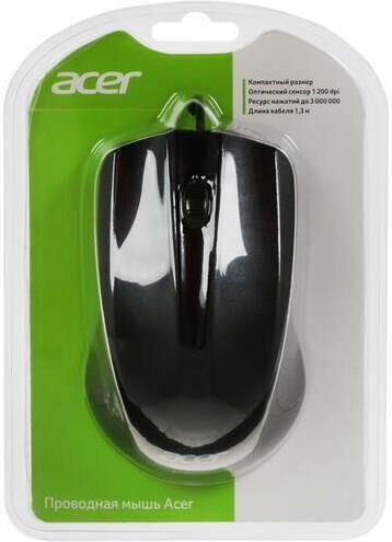 Мышь ACER OMW010 черный оптическая (1200dpi) USB (3but)