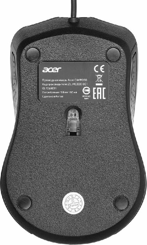 Мышь ACER OMW010 черный оптическая (1200dpi) USB (3but)