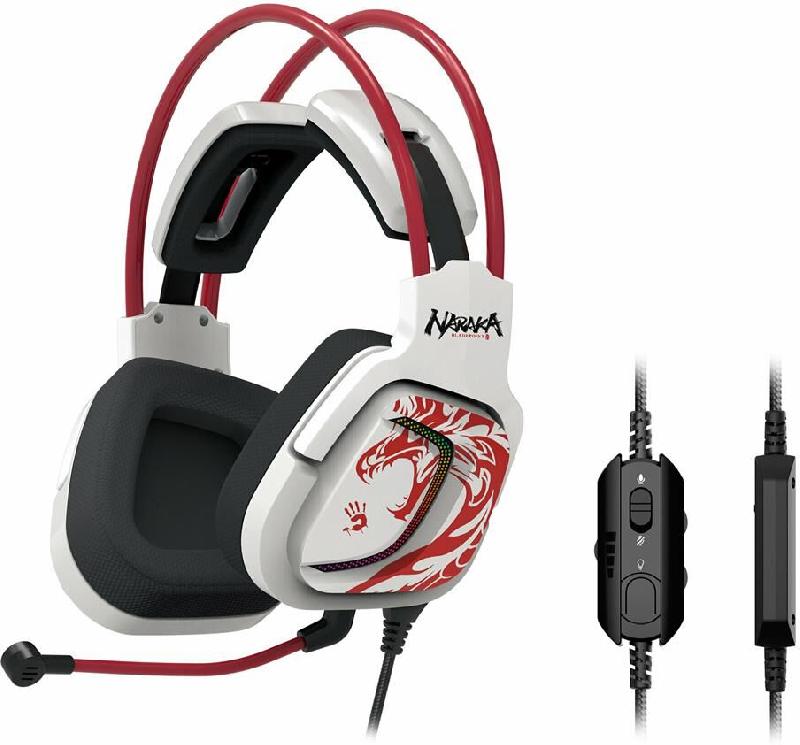 A4TECH Наушники с микрофоном Bloody G575 Naraka белый/красный 2м мониторные USB оголовье (G575 NARAKA)