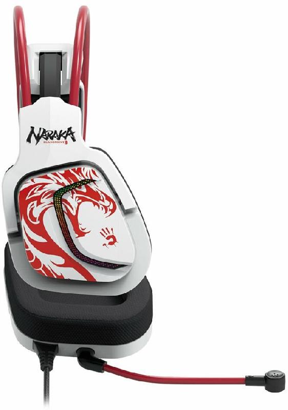 A4TECH Наушники с микрофоном Bloody G575 Naraka белый/красный 2м мониторные USB оголовье (G575 NARAKA)