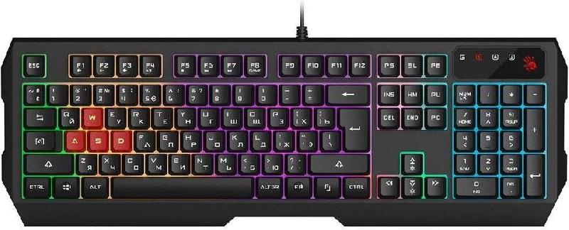 Клавиатура A4TECH Клавиатура Bloody B135N черный USB Multimedia for gamer LED (подставка для запястий) (B135N)