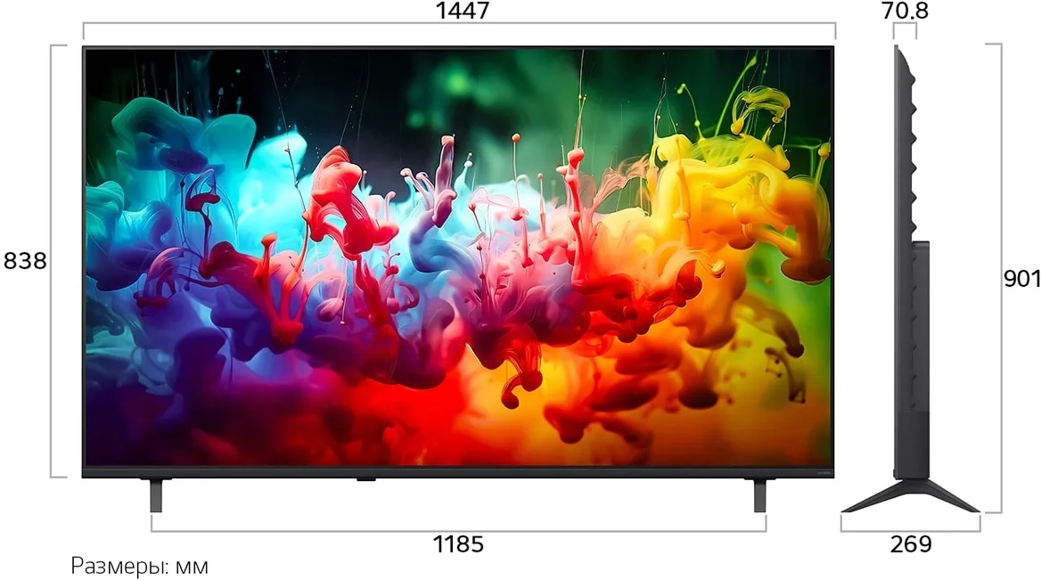 Телевизор LED LG 65" 65QNED70B6C.ARU черный титан 4K Ultra HD 60Hz DVB-T DVB-T2 DVB-C DVB-S DVB-S2 USB WiFi Smart TV (RUS)