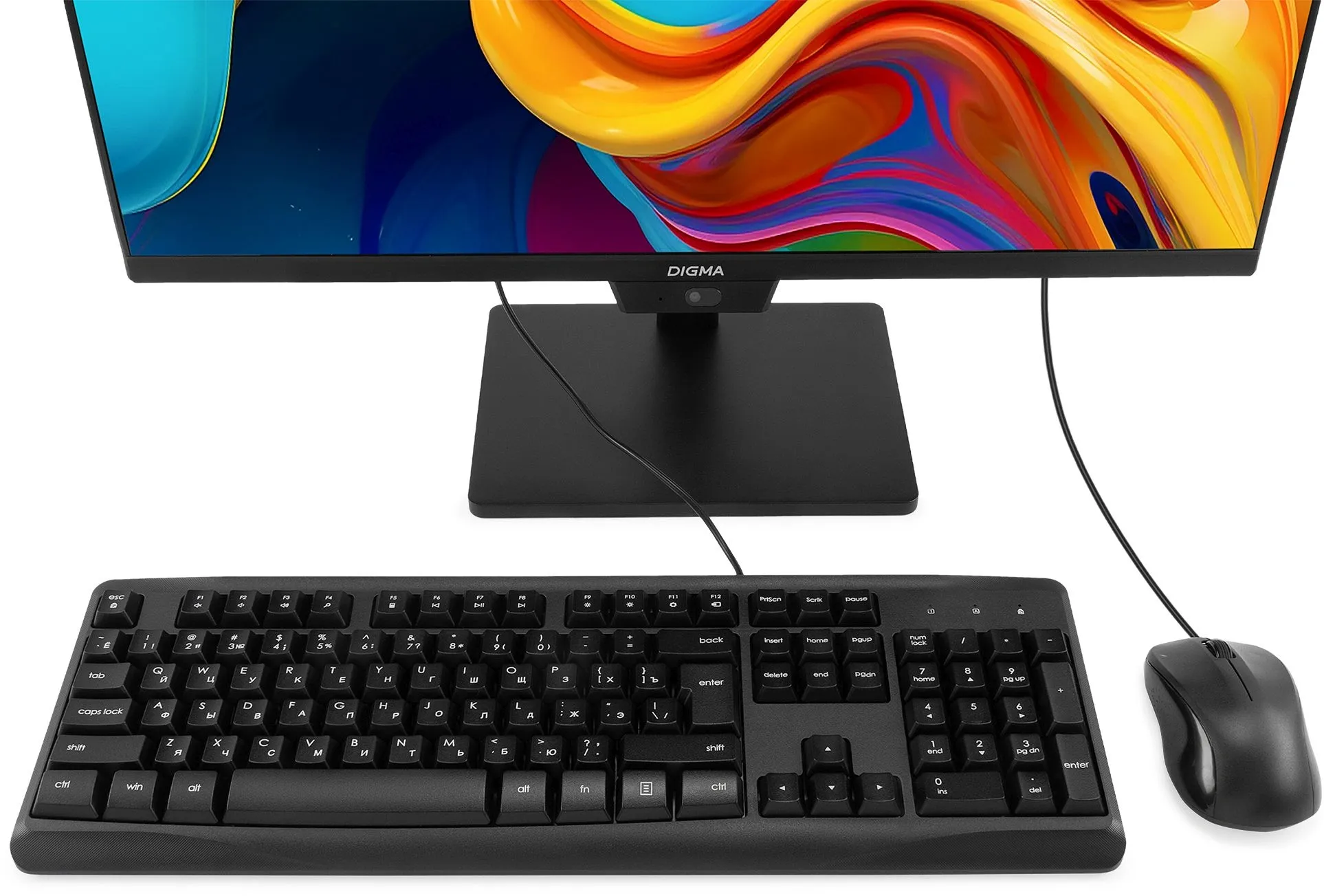 Моноблок Digma Action 23.8" Full HD Ryzen 5 3500U (2.1) 8Gb SSD256Gb UHDG CR Windows 11 Pro GbitEth WiFi BT 60W клавиатура мышь Cam черный 1920x1080