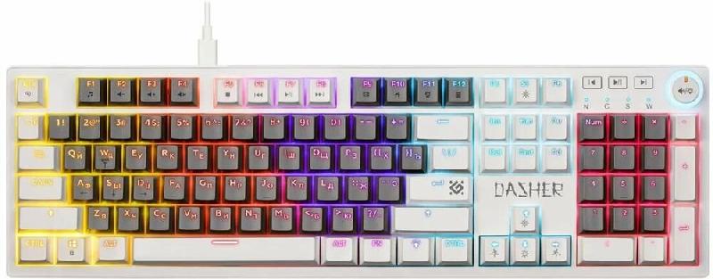 Клавиатура DEFENDER (45473) Dasher GK-472 RU,серый/белый