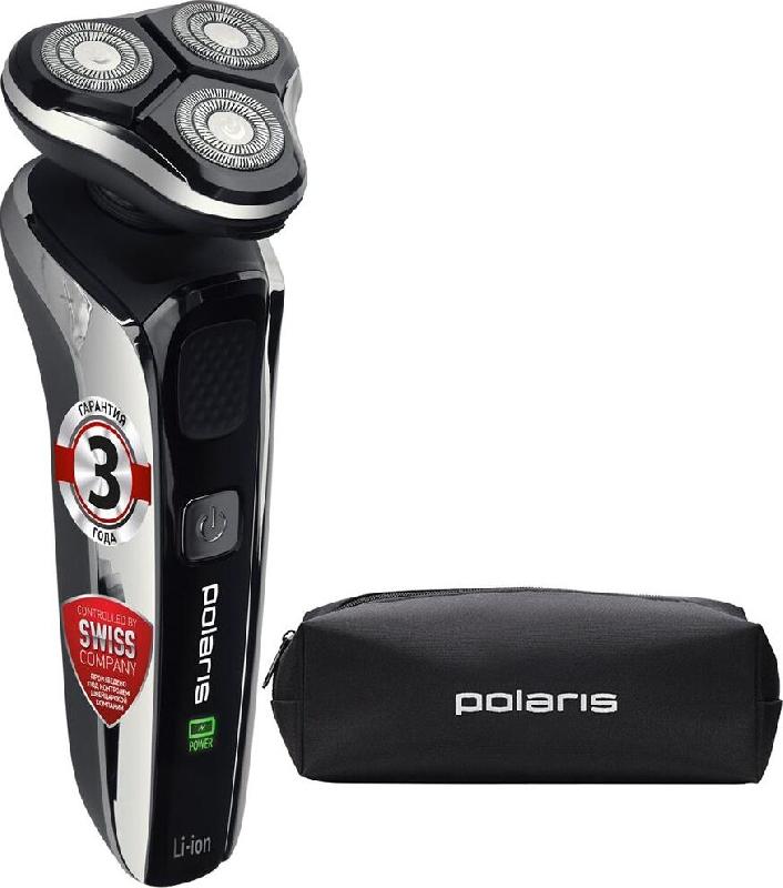 Бритва POLARIS PMR 0307RС WET&DRY PRO 5 BLADES+ черный/хром