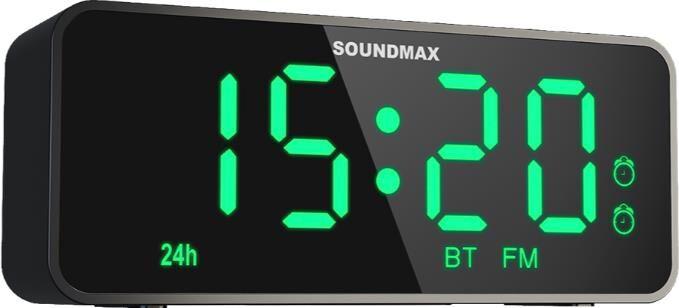 Радиочасы-будильник SOUNDMAX SM-1520B(черный с зеленым)
