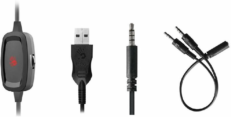 A4TECH Bloody G535P черный/серебристый 2м мониторные оголовье (G535P 4PIN+USB/BLACK+SILVER)