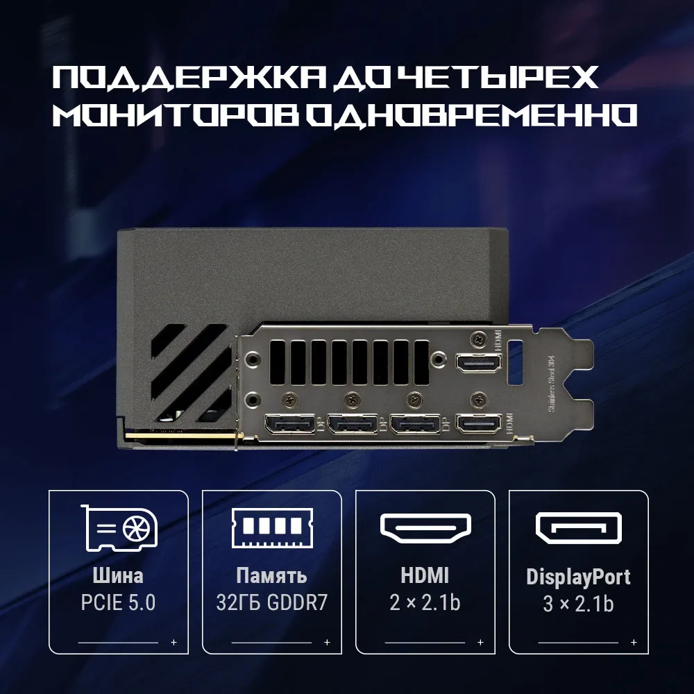 Видеокарта Asus PCI-E 5.0 ROG-ASTRAL-RTX5090-O32G-GAMING NVIDIA GeForce RTX 5090 32Gb 512bit GDDR7 2580/28000 HDMIx2 DPx3 HDCP Ret