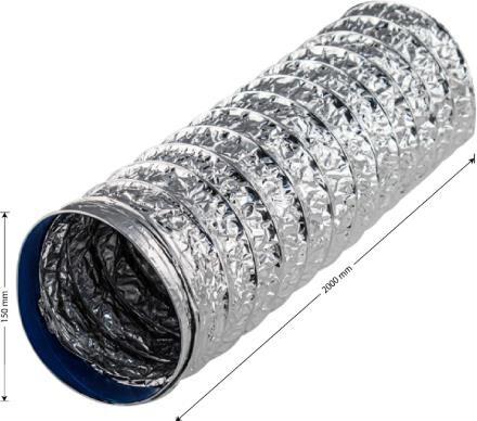 Воздуховод ARTICPLAST алюминиевый 150 мм х 2 м, гофрированный армированный неизолированный для вентиляции