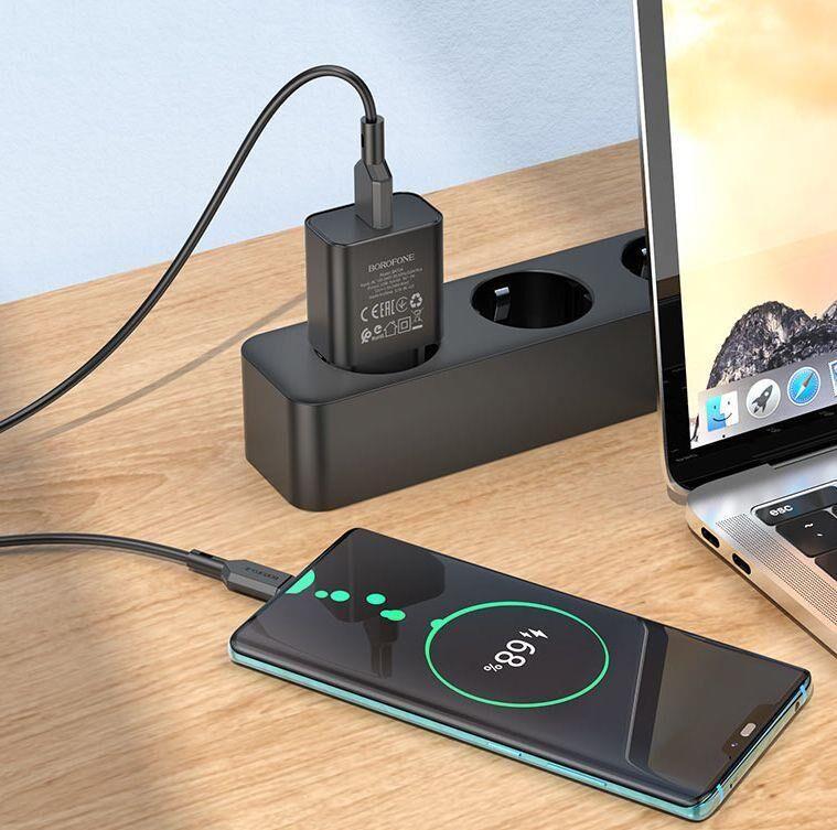 СЗУ BOROFONE (6974443388541) BA72A Spring 1USB QC3.0 черный