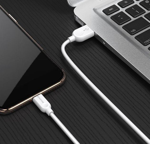 Кабель 8 Pin BOROFONE (6957531089971) BX14 USB-Lightning 8 Pin 2.A 1м белый