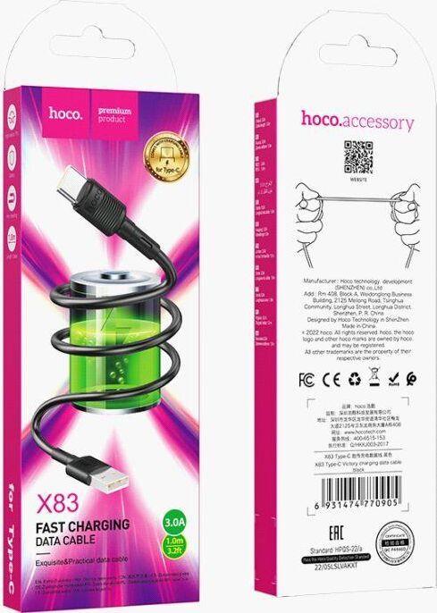 Кабель HOCO (6931474770905) X83 Type-C (m) 1.0m - черный