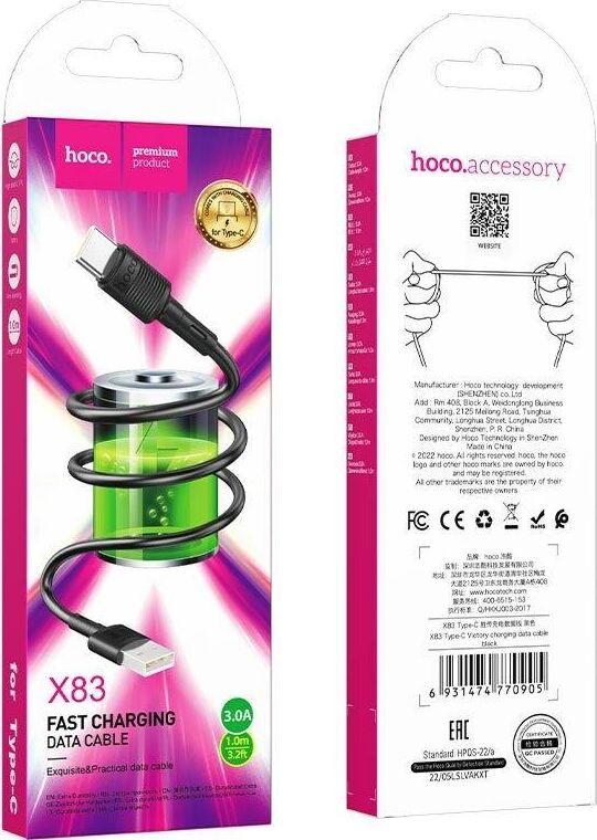 Кабель HOCO (6931474770905) X83 Type-C (m) 1.0m - черный