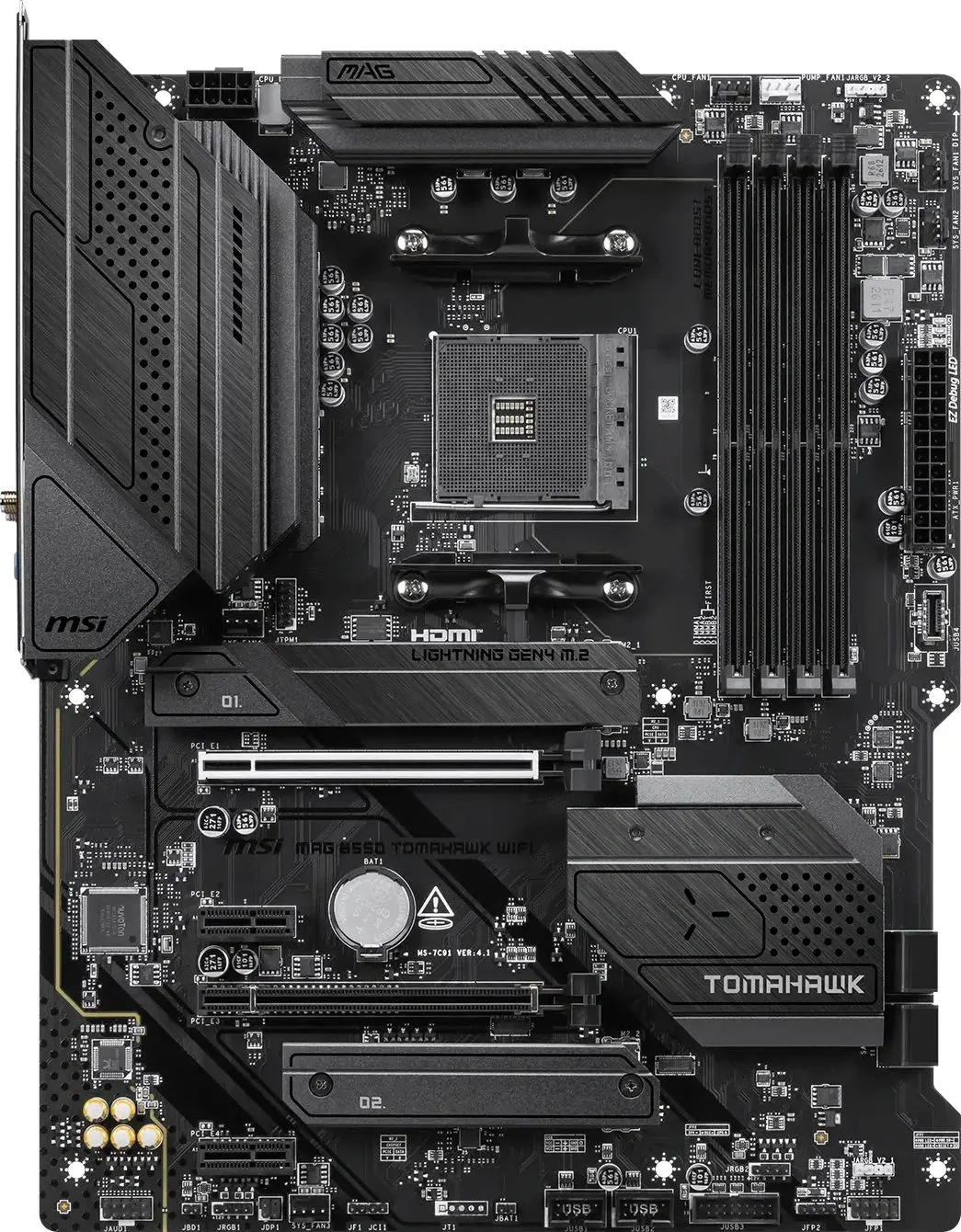Материнская плата MSI MAG B550 TOMAHAWK WIFI Soc-AM4 AMD B550 4xDDR4 ATX AC`97 8ch(7.1) 1 x 2.5Gigabit + Gigabit Ethernet RAID+HDMI+DP