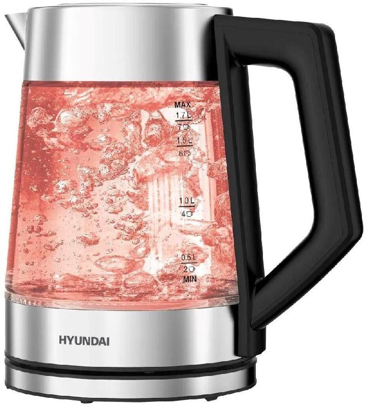 Чайник электрический HYUNDAI HYK-G4402 1.7л. 2200Вт черный/серебристый корпус: стекло