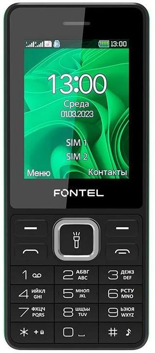 Телефон мобильный FONTEL FP240 черно-зеленый