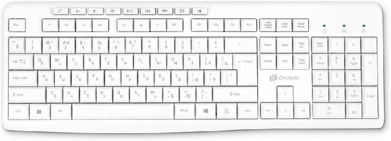 OKLICK Клавиатура Оклик K225W белый USB беспроводная Multimedia (1875235)